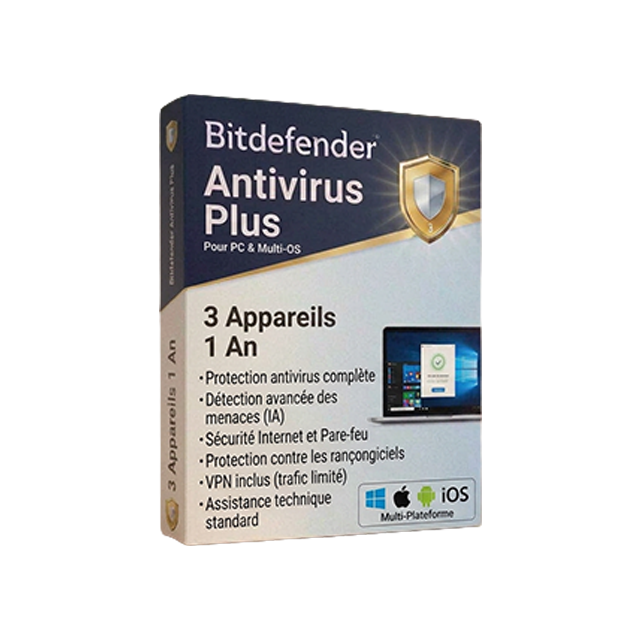 Bitdefender Antivirus Plus - 3 appareils (1an)