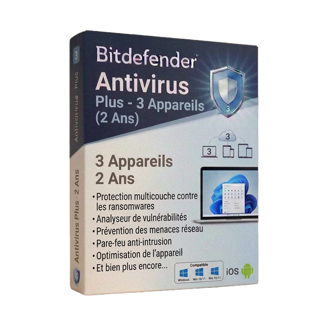 Bitdefender Antivirus Plus - 3 appareils (2ans)