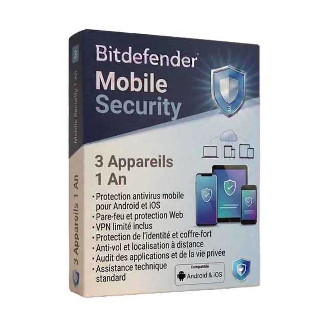 Bitdefender Mobile Security pour Android et iOS 3 appareils (1an)