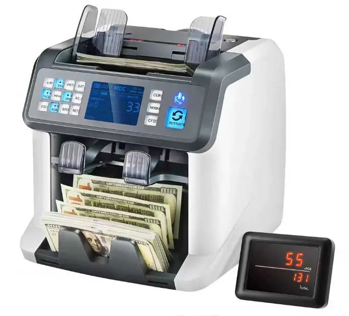 Compteuse de billets, détecteurs UV+IR+MG+2CIS+SN+DD, compatible avec la plupart des devises