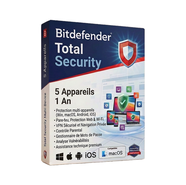 Bitdefender Total Security 5 appareils (1an)