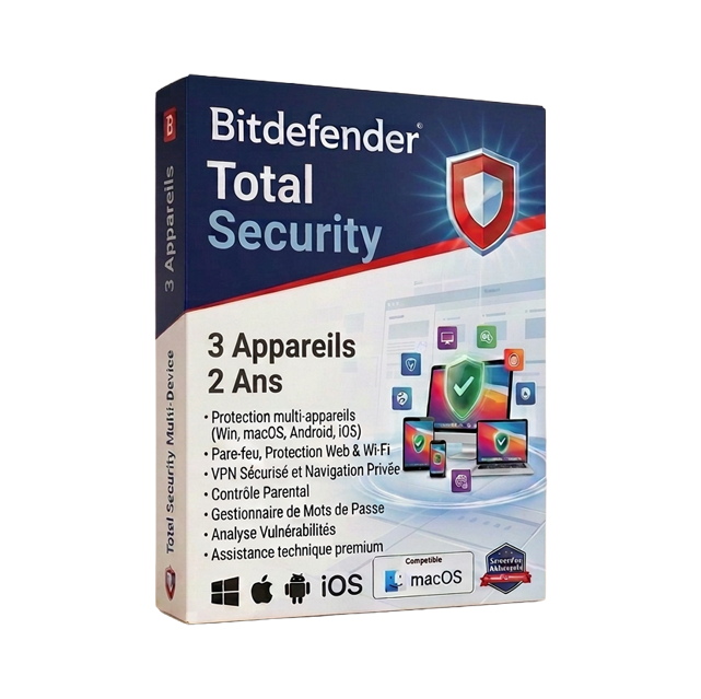 Bitdefender Total Security 3 appareils (2ans)