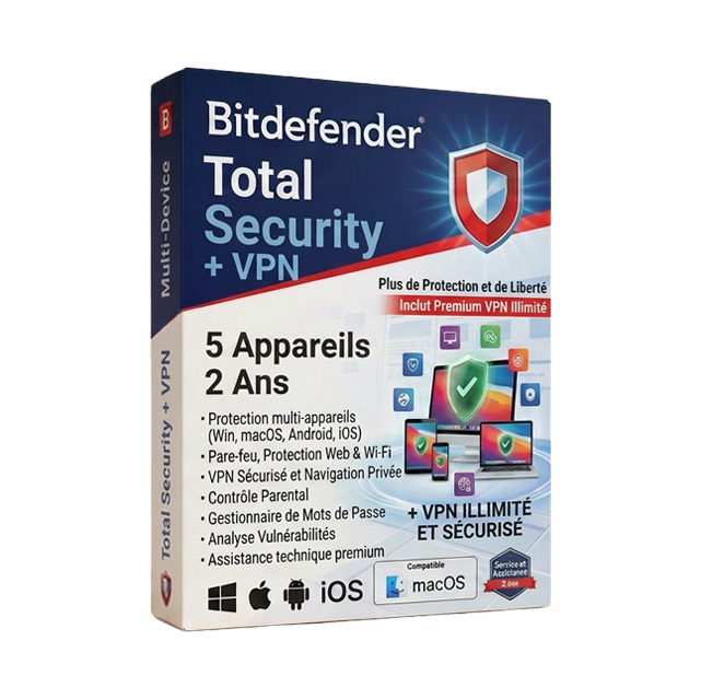 Bitdefender Total Security 5 appareils (2ans)