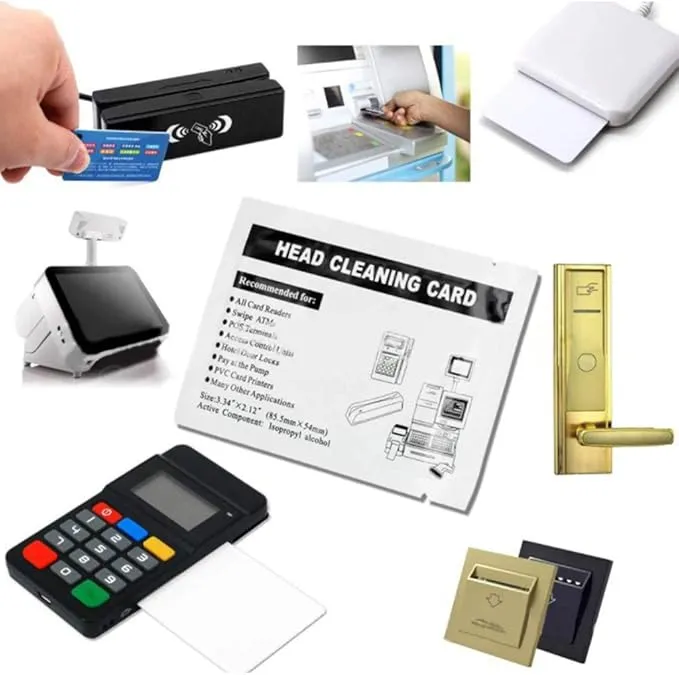 Lot de 50 cartes de nettoyage professionnelles pour serrures de porte d'hôtel, TPE/POS/ATM/distributeurs automatiques