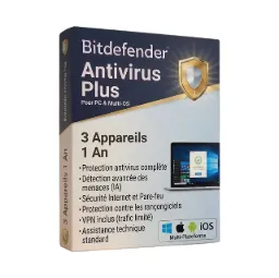 Bitdefender Antivirus Plus (3 appareils, 1 an)